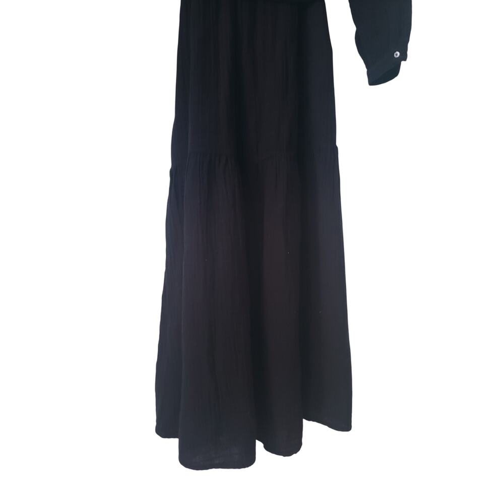 Xirena 100% Cotton Gauze Long Sleeve Maxi Dress Black Size Medium - Picture 6 of 8